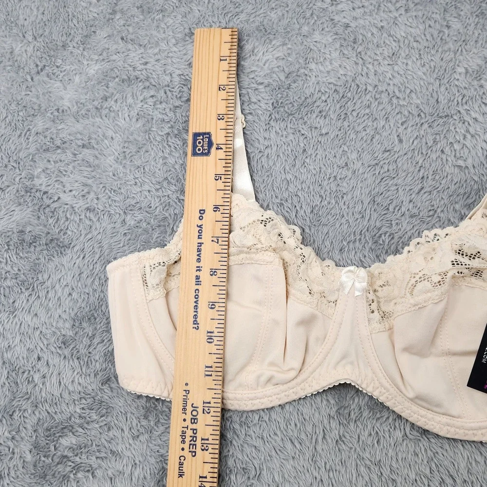 Curvy Couture Bra Womens 38D Nude Tulip Lace‎ Push Up Underwire Bombshell Nude